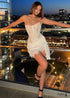Women's Sexy Lace Mesh Off-Shoulder Tube Top Semi-Sheer Bodycon Dress